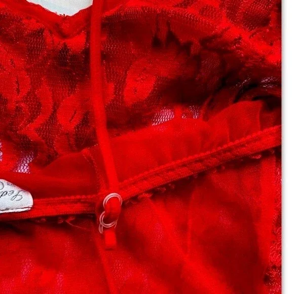 VTG Cinema Etoile Seductive Wear Baby Doll Sheer Sexy Red Nylon Nightgown - Picture 12 of 13